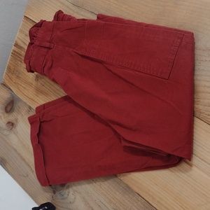 Zara Rusty Orange Paperbag High Waisted Cargo Twill Wide Leg Pants Size XS